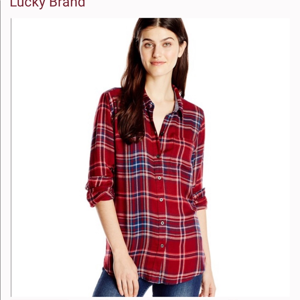 5/50$ Lucky Brand 🍀 Bungalow Plaid Flannel Shirt